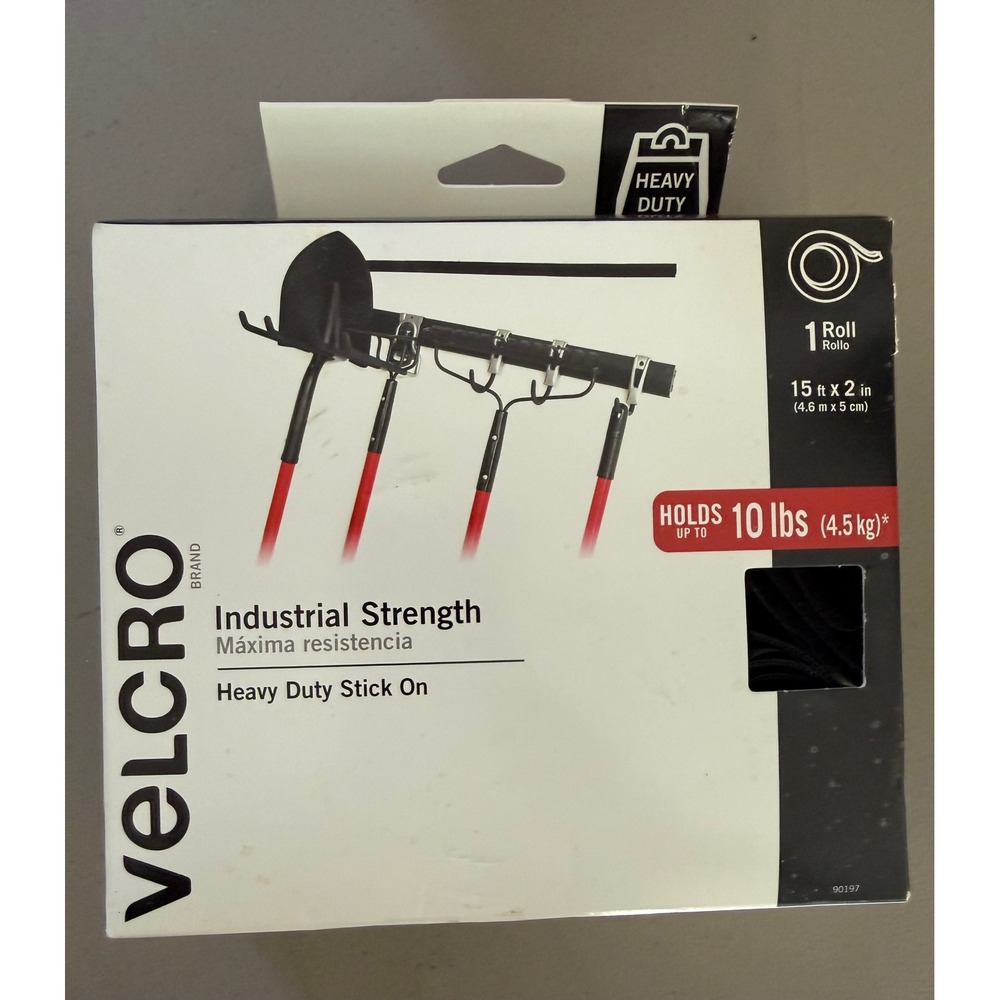 Velcro Brand Industrial Strength 15ft x 2in Heavy Duty Stick On Tape Black 90197